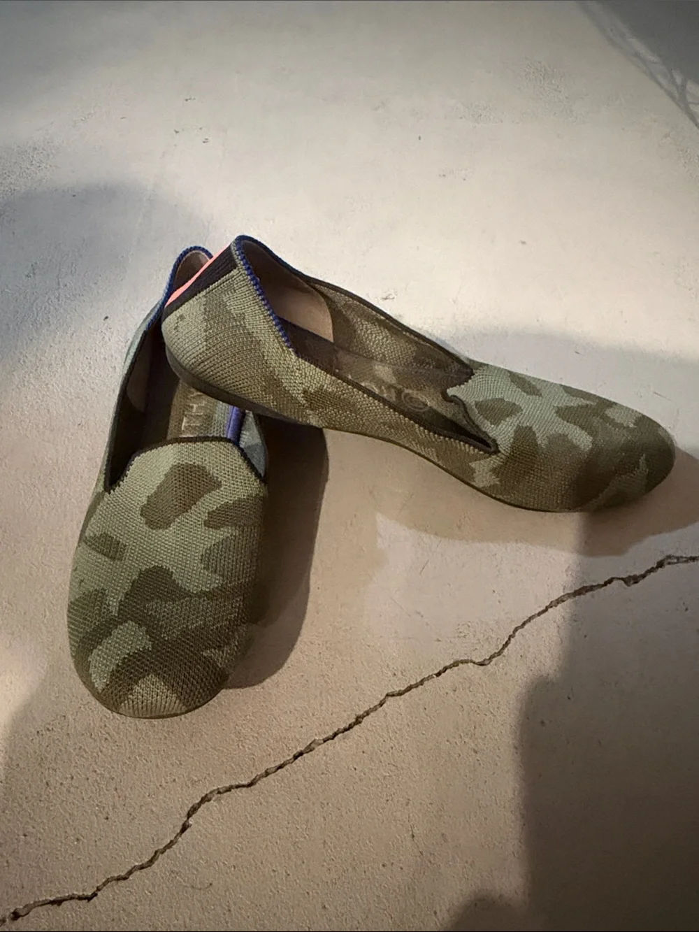 Rothy's Olive Camo Knit Slip-On Loafers